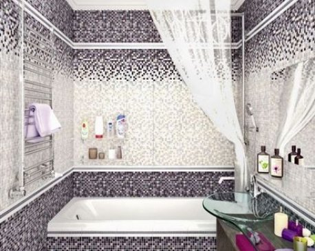 Установка мозаичной плитки в ванной комнате
